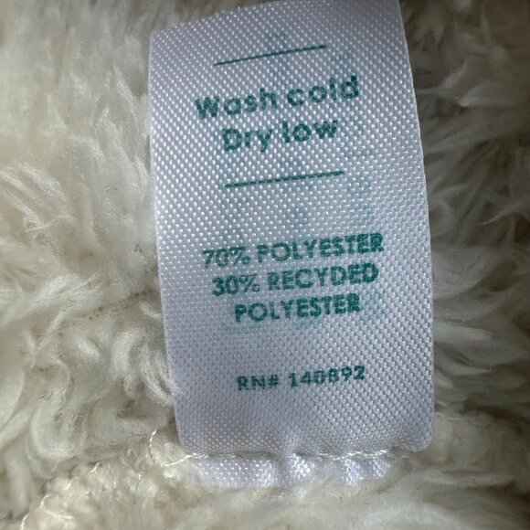 Marine Layer Re-Spun Size XS White Sherpa Fleece 1/4 Zip Pullover w/ Blue Trims - Picture 7 of 12